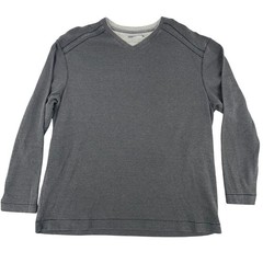 Method Mens XL Charcoal Gray Micro Stripe V-Neck Long Sleeve Pullover Shirt