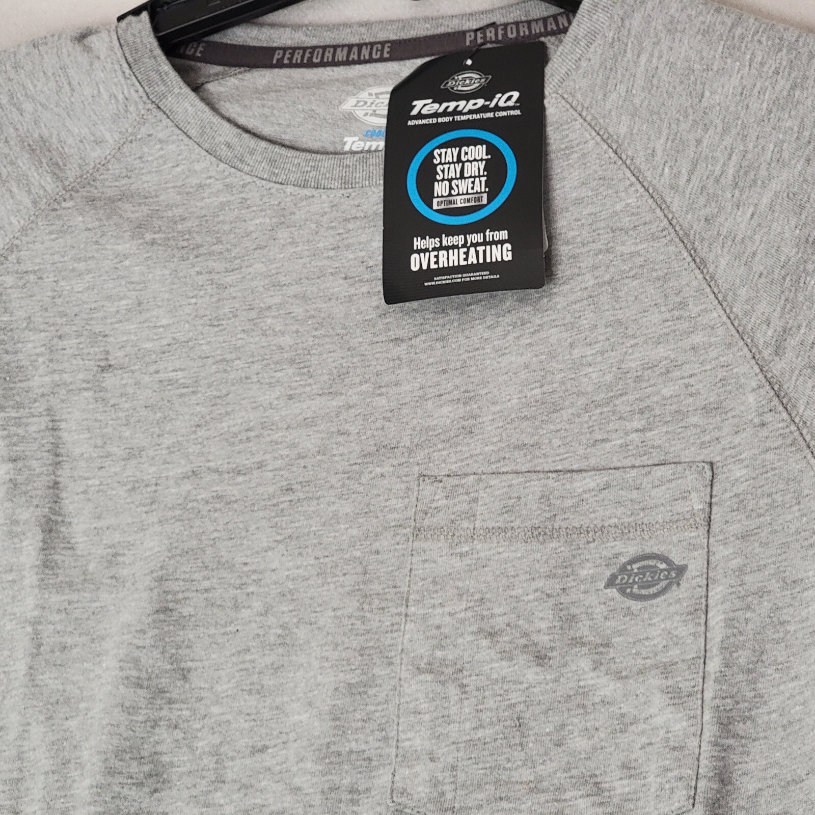 DICKIES FAST DRY Shirt MENS MEDIUM GRAY OUTDOOR WORK WEAR Cooling POCKET TEE NWT gallery