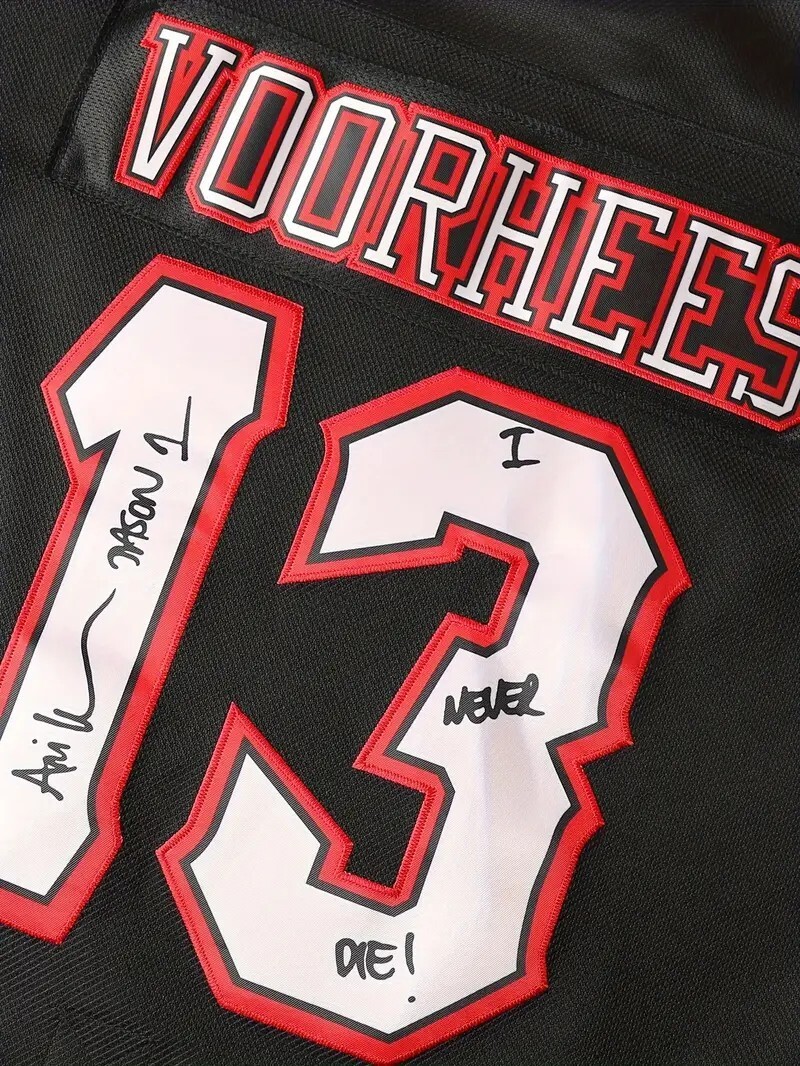 Friday The 13th Jason Voorhees Mask Hockey Jersey Movie Horror Black Large gallery