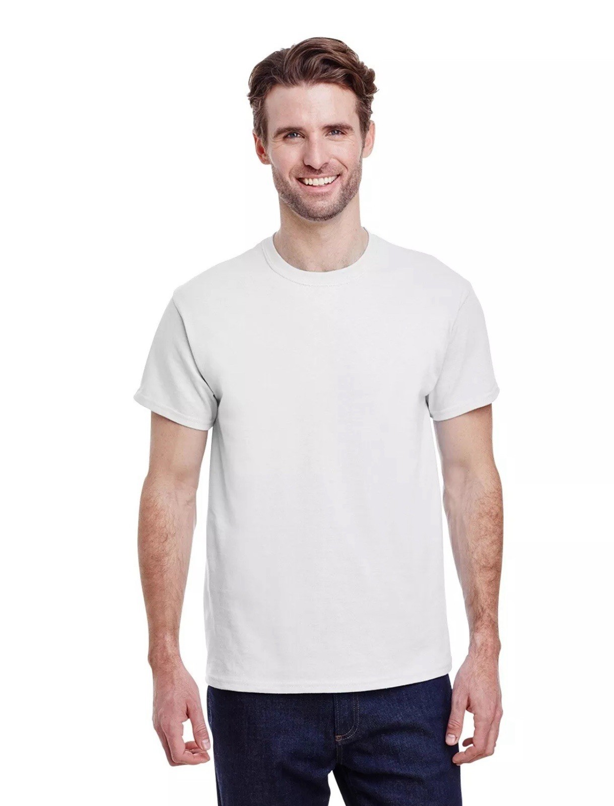 Gildan Men's T-Shirt Heavy Cotton Short Sleeve Plain Blank White Tee Sz 2XL New gallery