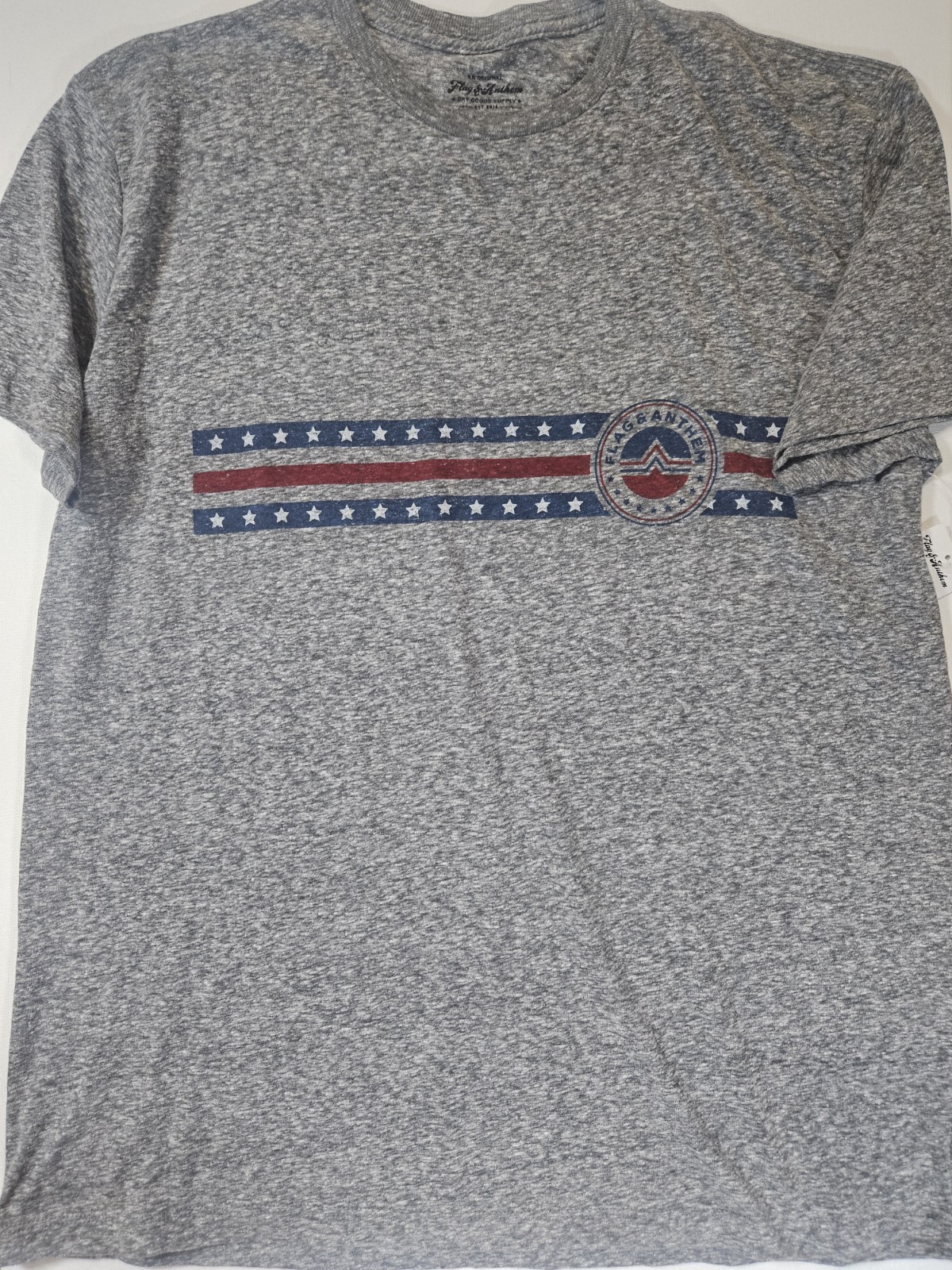 Flag & Anthem T-shirt Mens XL Grey Red White Blue Patriotic Casual Graphic Tee