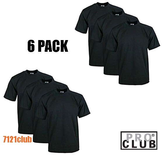 6 PACK PRO CLUB MENS T SHIRTS PLAIN BLACK PROCLUB HEAVYWEIGHT SHORT SLEEVE S-7XL gallery
