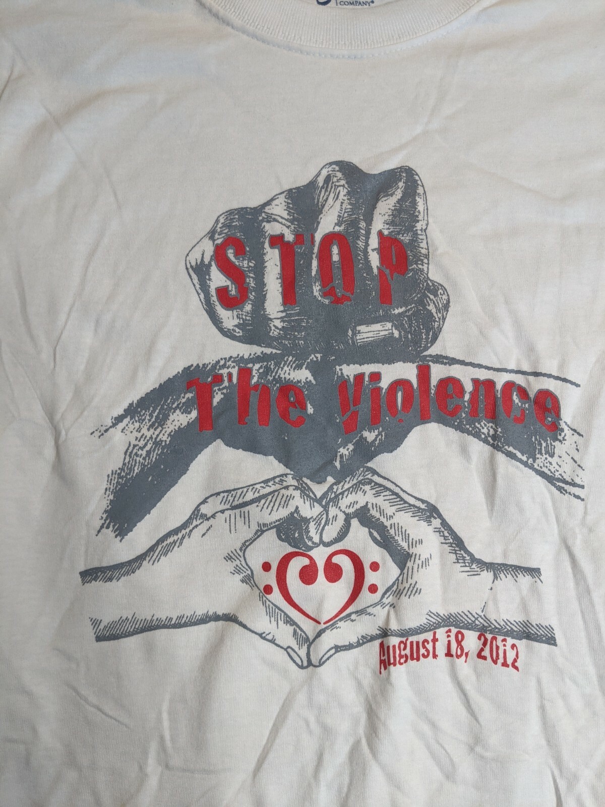 Stop the violence Love Heart Domestic Abuse shirt mens size Medium M White gallery