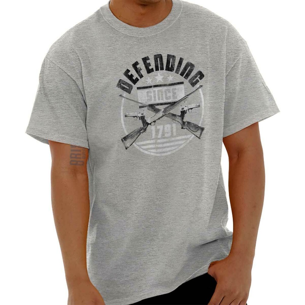 Patriotic Pro Guns Defending 2nd Amendment Womens or Mens Crewneck T Shirt Tee