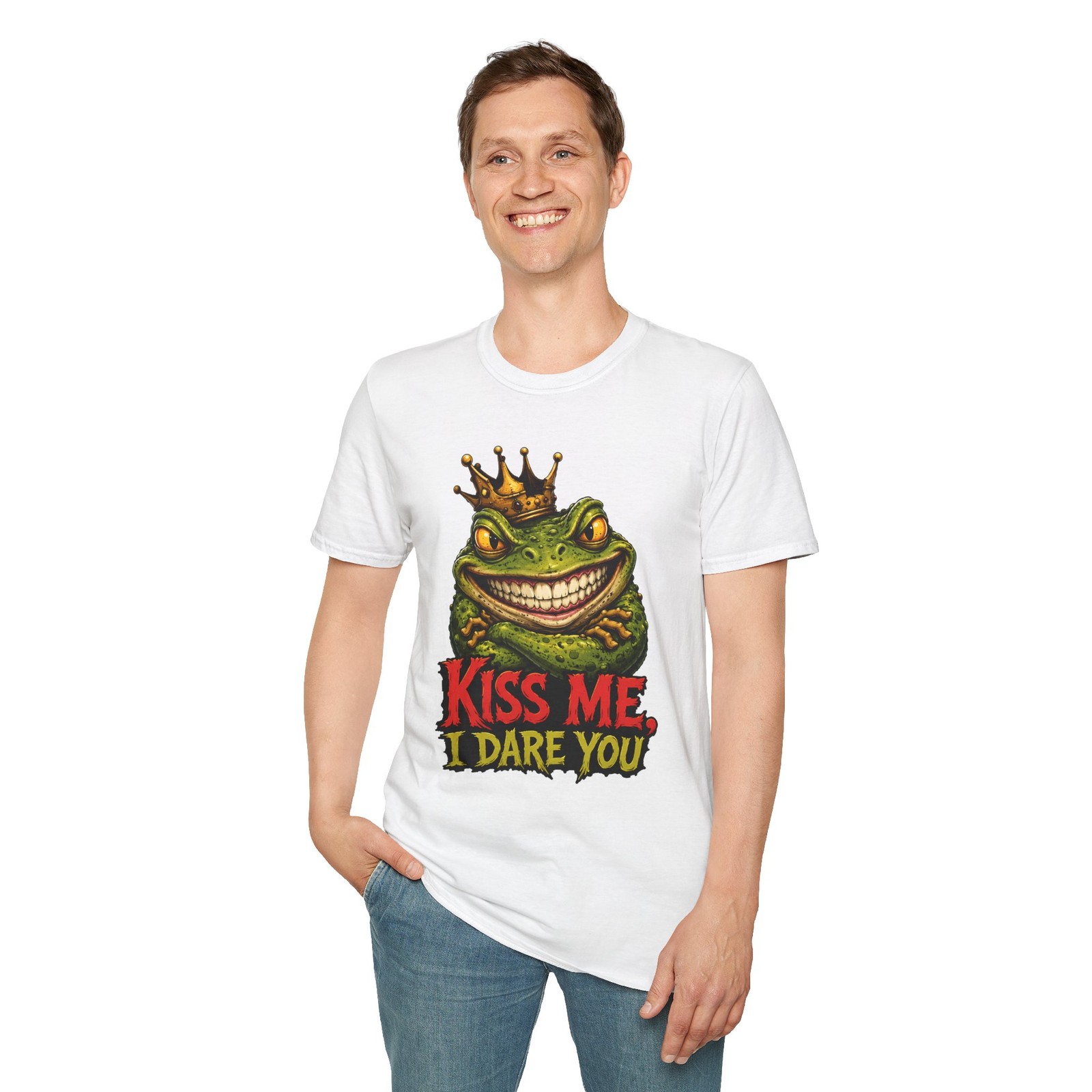 Surreal Frog Crown Horror Fantasy Gothic Creepy Monster Unisex Softstyle T-Shirt gallery