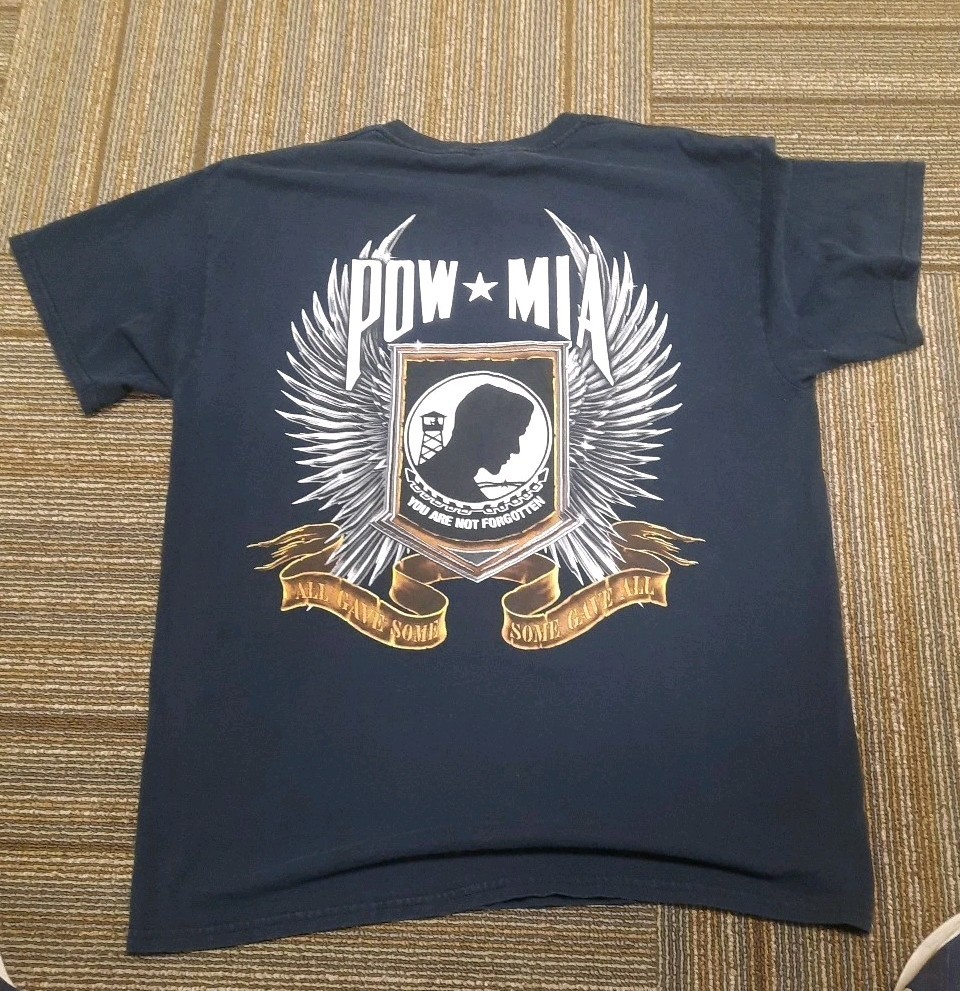POW MIA T-Shirt Size L Vintage 90’s Dark Blue-see Description gallery
