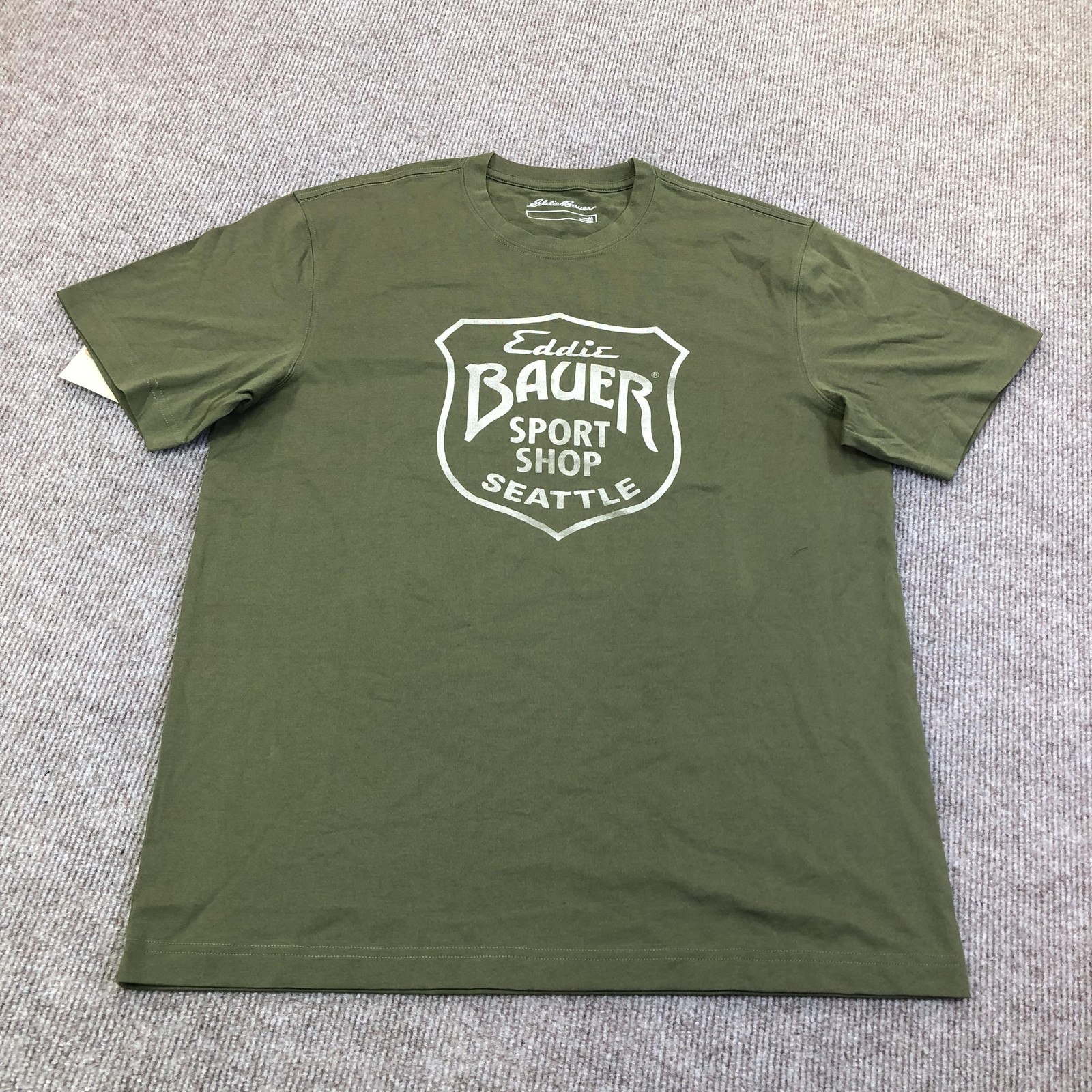 Eddie Bauer Shirt Mens Medium Green Sport Shop Seattle Logo Graphic Tee Tagless gallery