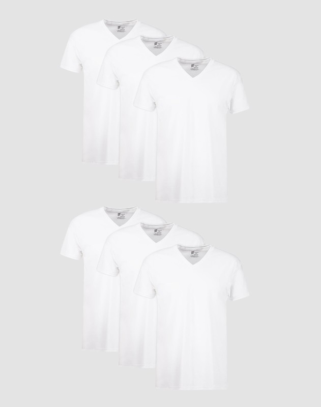 Hanes Men's FreshIQ Undershirt 6-Pack V-Neck Men's Shirts TAGLESS Comfort Soft