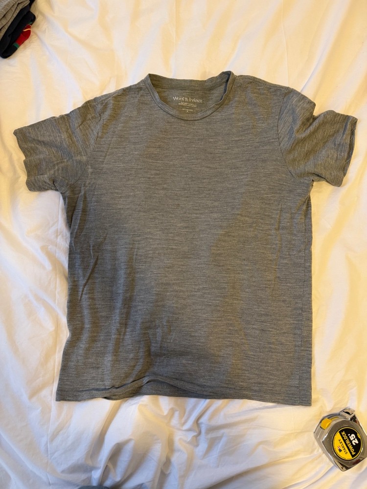 Wool & Prince 100% Merino Heather Grey T Shirt Made in Korea Medium