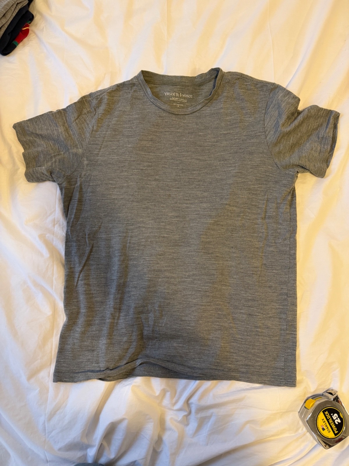 Wool & Prince 100% Merino Heather Grey T Shirt Made in Korea Medium