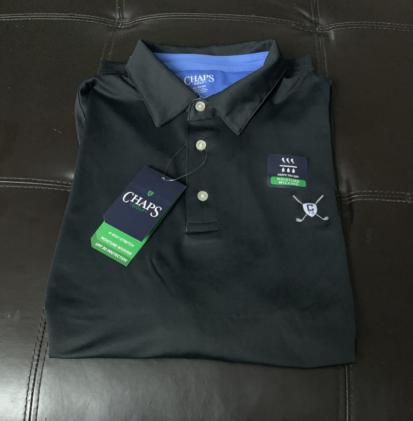 NWT Chaps Golf Polo Shirt Men’s Size XL 4-Way Stretch Wicking Black Y6