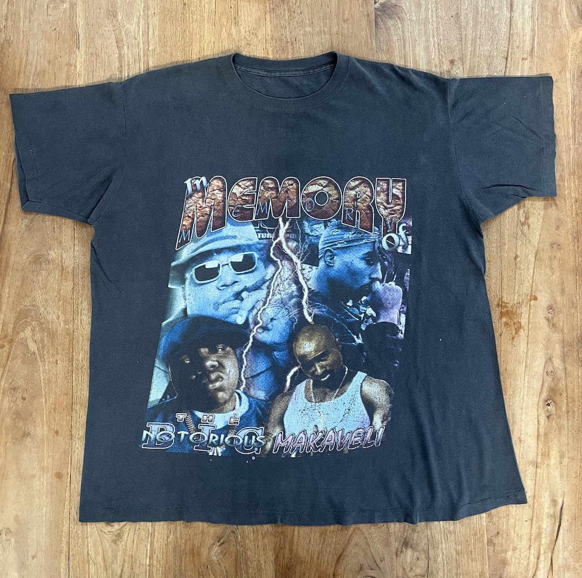 Vintage 90s Tupac Biggie Smalls ‘In Memory Of’ Rap Tee Stop The Violence XL