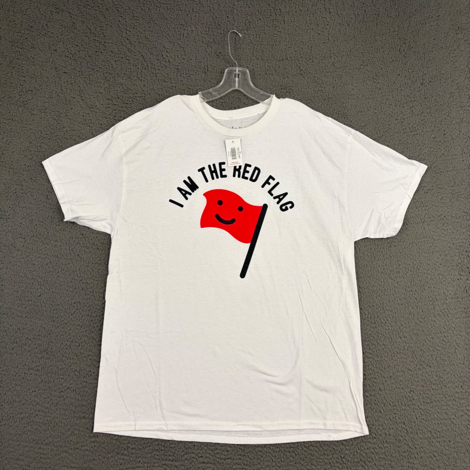 Spencer’s T-Shirt Mens XL White Red Flag Funny Cartoon Graphic Cotton Casual Dad