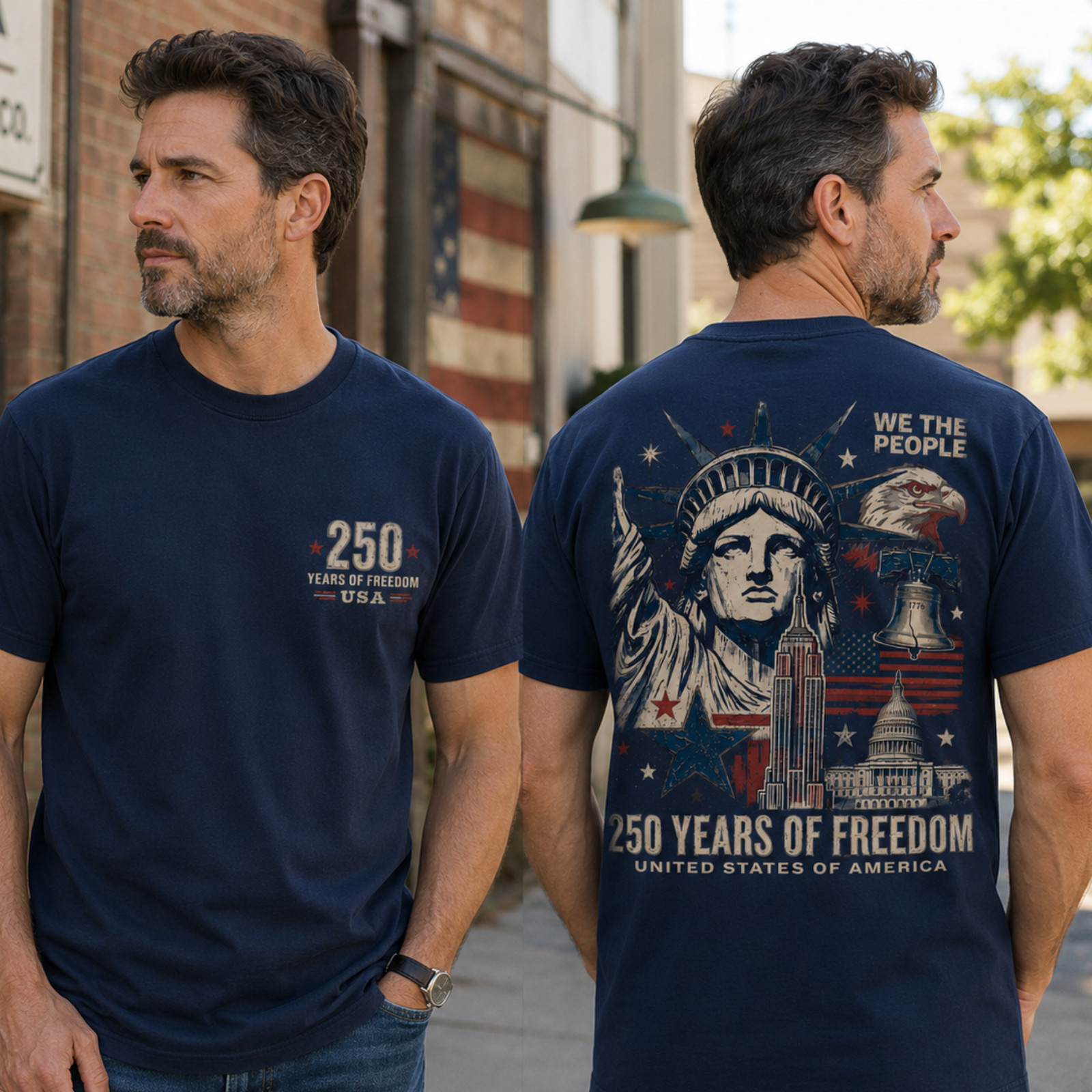 USA 250 Years of Freedom Shirt Men We The People Patriotic Eagle Flag Tee(S-5XL) gallery