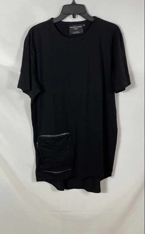 Philipp Plein Men’s Black Utility Cargo Zip Pocket T-Shirt Homme Size 56