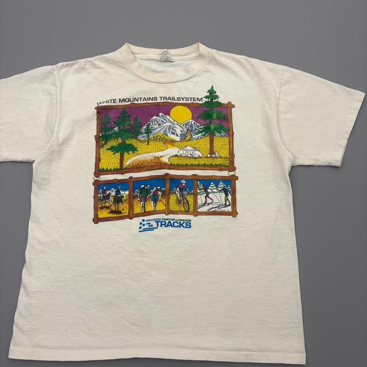 Vintage 90s Outdoor Lifestyle Shirt White Tracks Single Stitch Size Large gallery