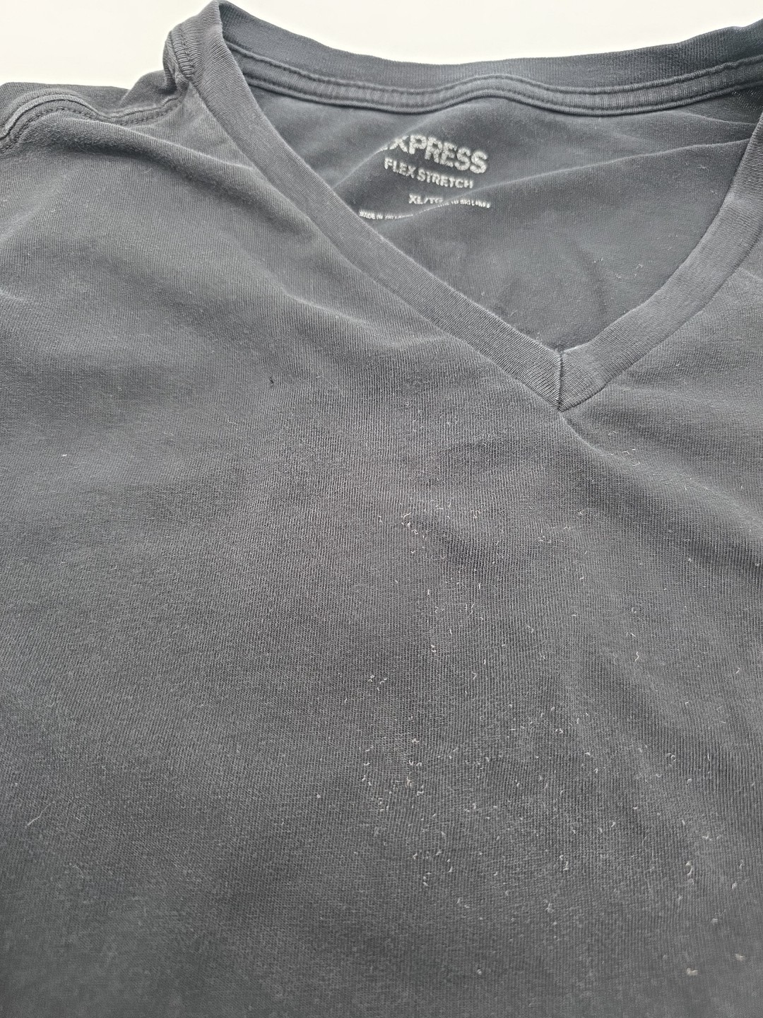 Express T-Shirt Men XL V-Neck Black Stretch Solid.#41160 gallery
