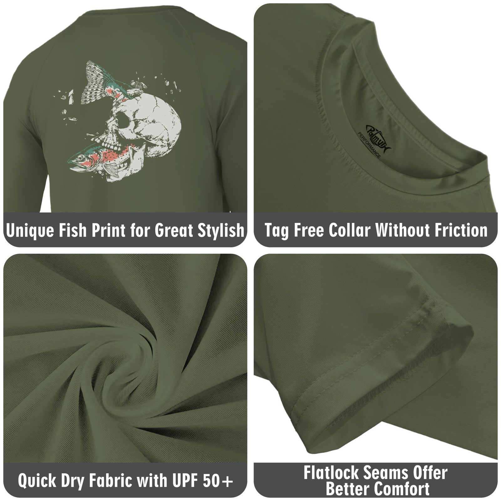 Fishing Shirts for Men Long Sleeve UPF 50+ T Shirt Sun Protection Tee (Milita... gallery