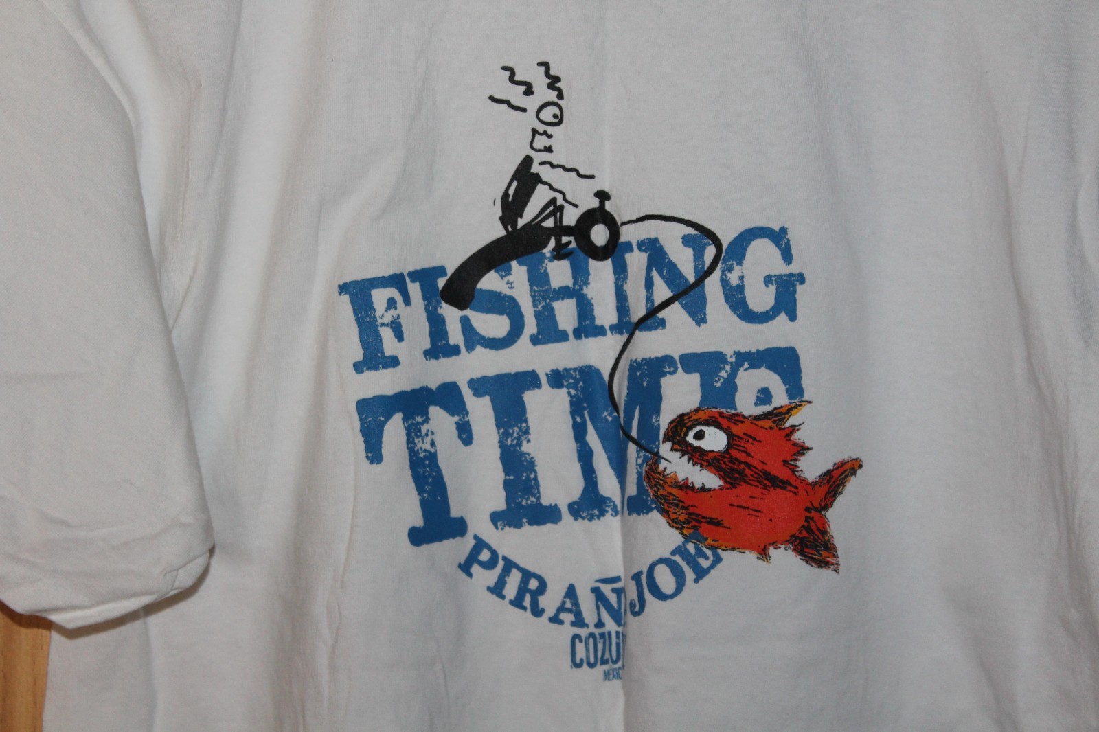 Pirana Joe White Double-Sided Cotton Fish Cozumel Graphic T-Shirt - XL NEW gallery