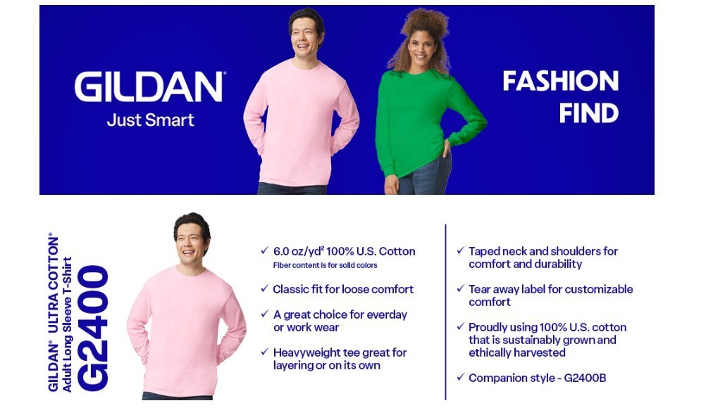 Gildan Ultra Cotton Long Sleeve T-Shirt Style G2400, Dark Heather (6 Pack)- 2XL gallery