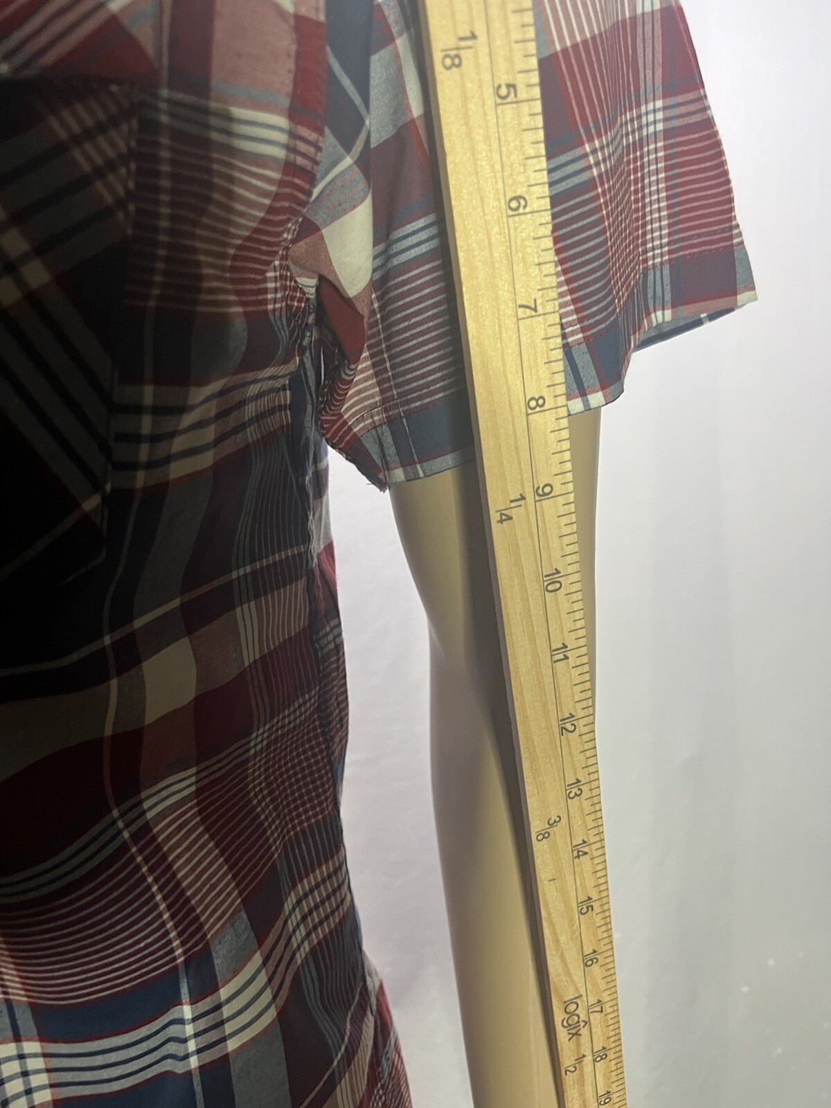 Levi Strauss Button Up Studded Plaid Short Sleeve Western Shirt Size L gallery
