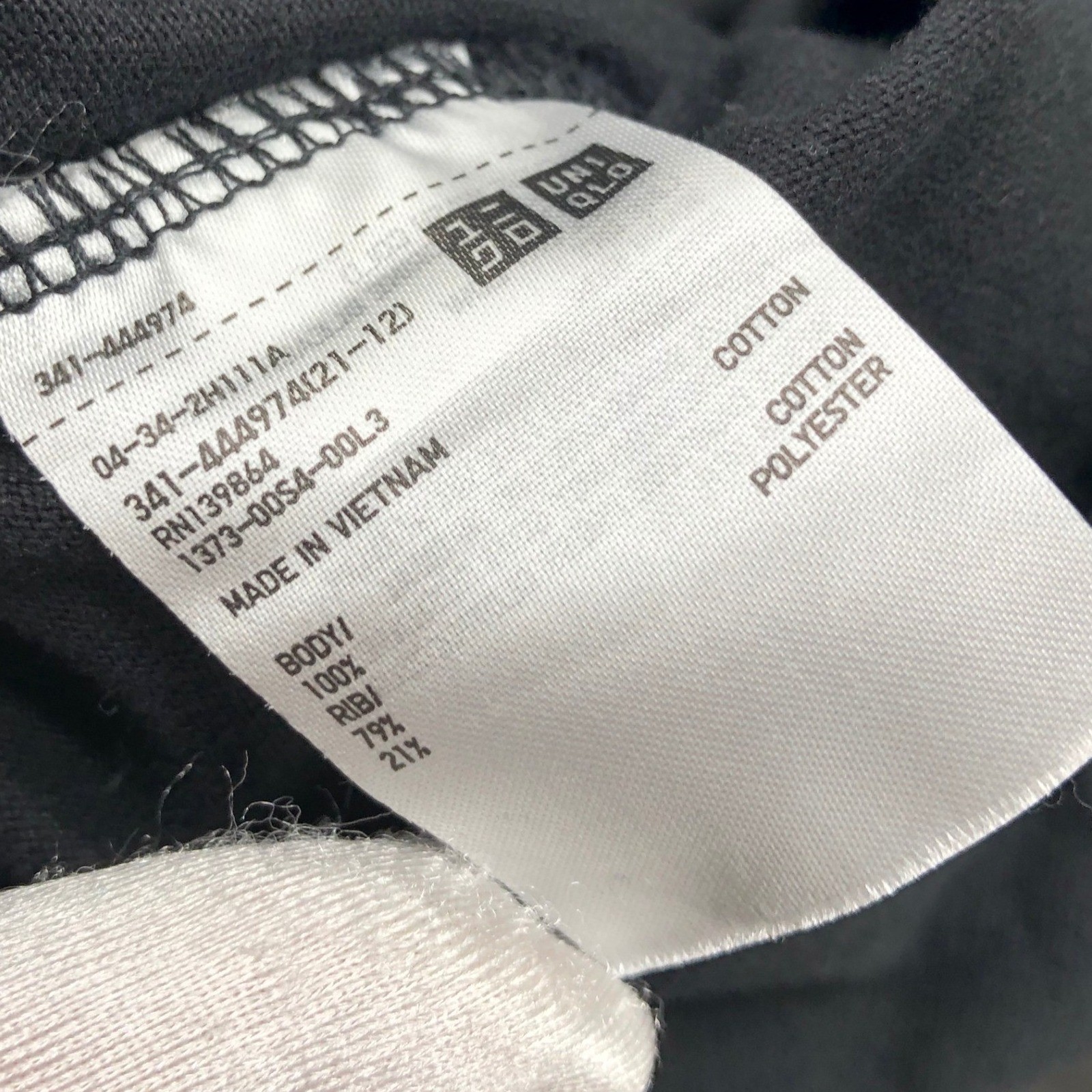Uniqlo U Crew Neck Pocket Tee Mens Large Black Long Sleeve T-Shirt Relaxed gallery