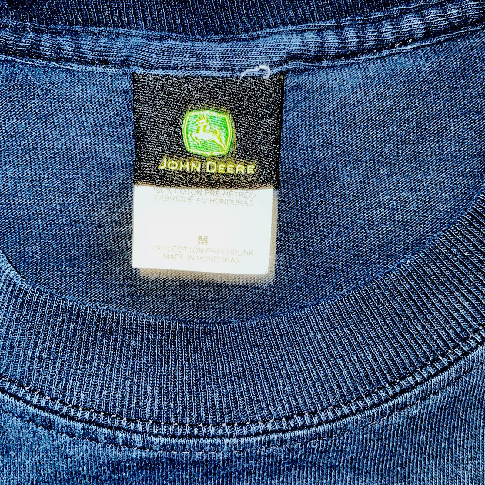John Deere T Shirt Navy, Long Ribbed Cuff Sleeves Sz M 100% Cotton PreShrunk gallery
