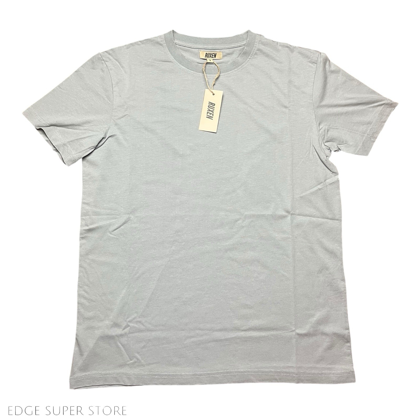 Ruxen Silver Gray Distressed Collar Short Sleeve Crew Neck TShirt Size Small
