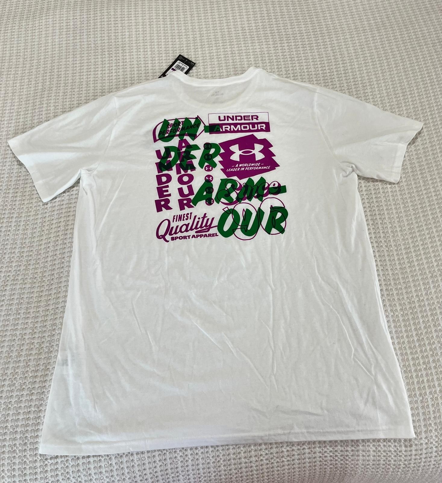 Under Armour Men's Extra Large XXL 2XL Vintage Type T-Shirt White Loose NWT gallery