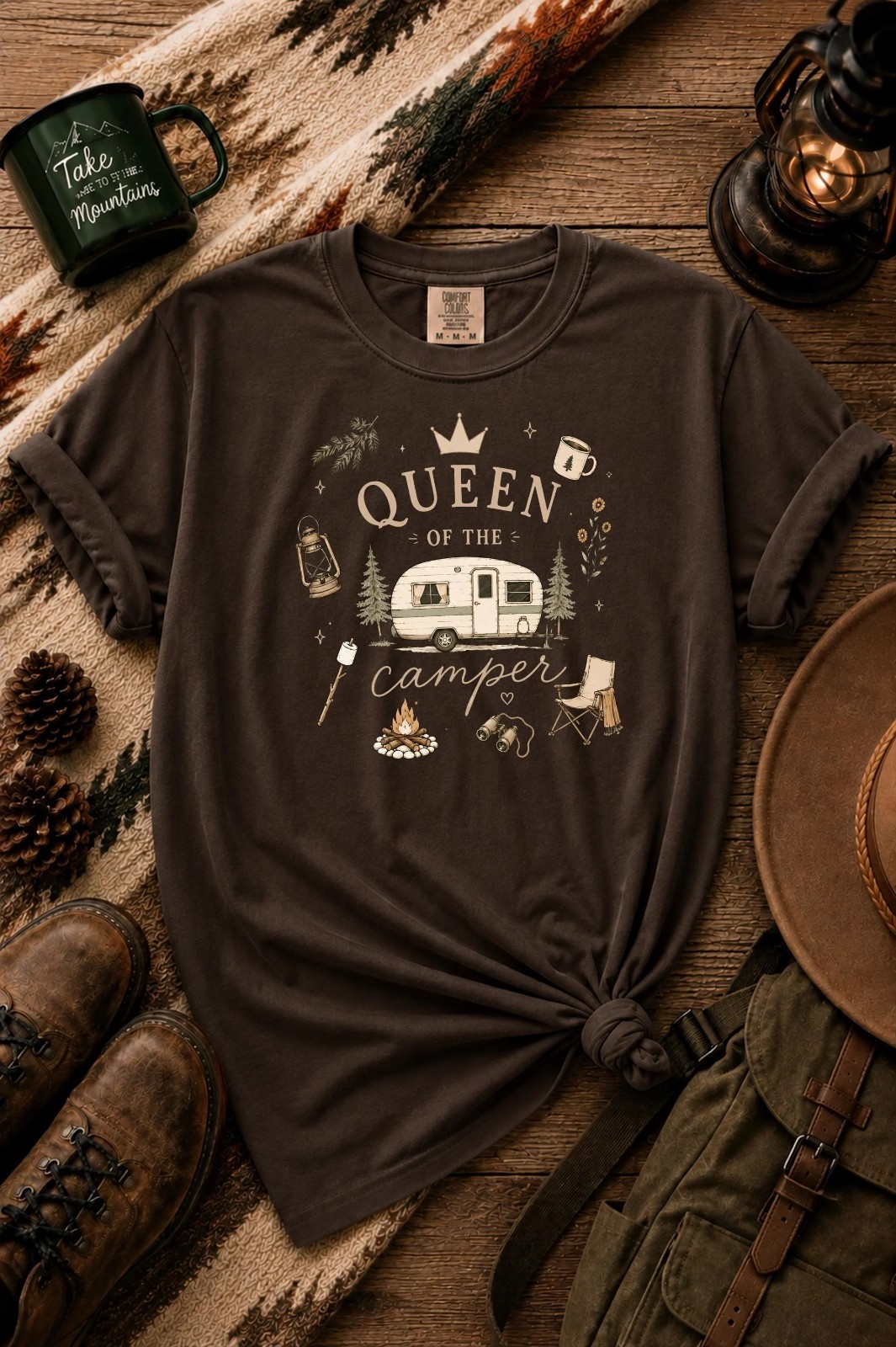 Queen of the Camper Shirt, RV Camping Graphic Tee T-Shirt gallery