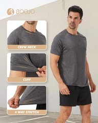 3 Pack Workout Mens Shirts – Quick Dry Causal Moisture Wicking Work Gym Athle…