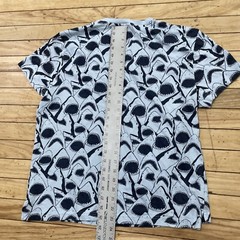 REVERSE THREADS Shirt Adult S Shark Print AOP Shark Crop Tee Blue (S Fits M)