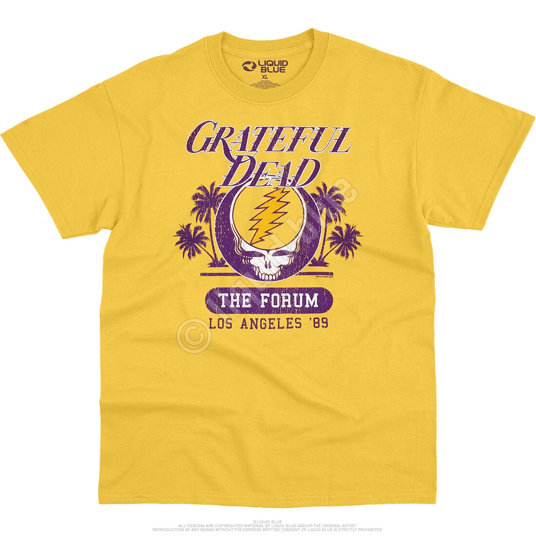 GRATEFUL DEAD-THE FABULOUS FORUM 1989-GOLD T-SHIRT S-M-L-XL-XXL Garcia