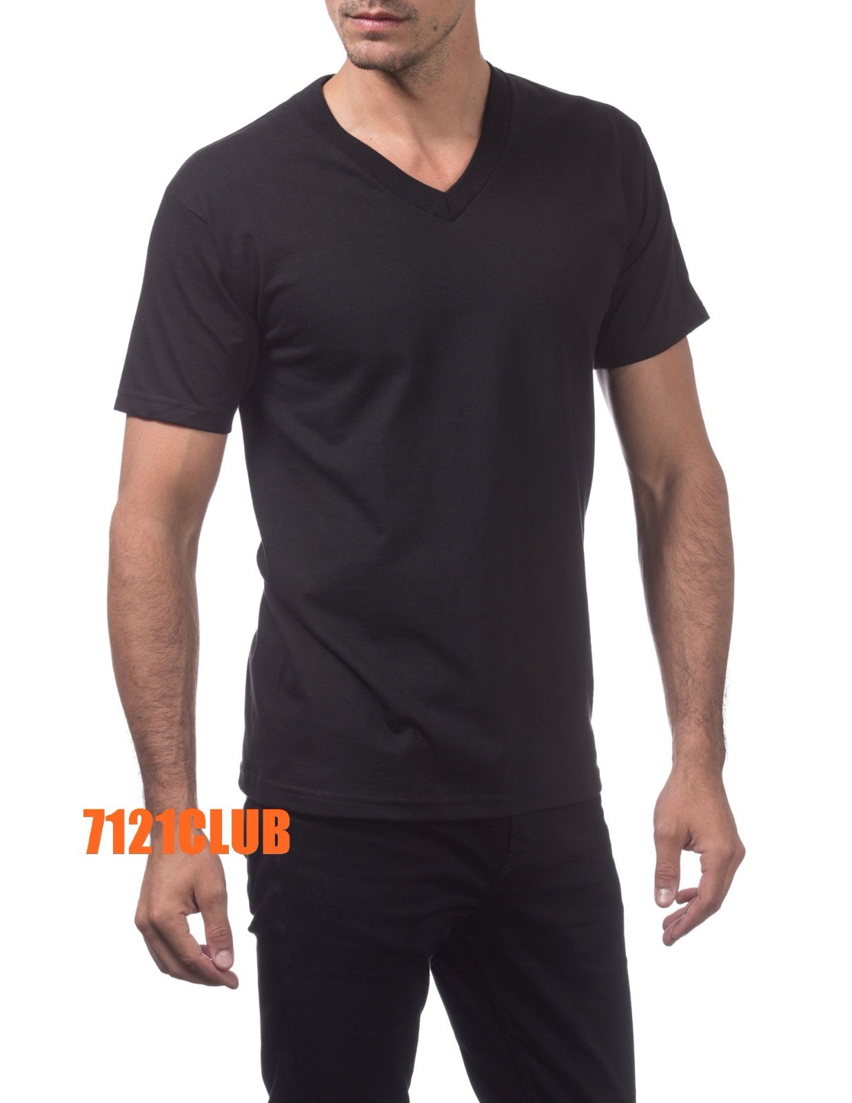 PRO CLUB MENS HEAVYWEIGHT V NECK T SHIRT PROCLUB SHORT SLEEVE BLACK BIG AND TALL gallery