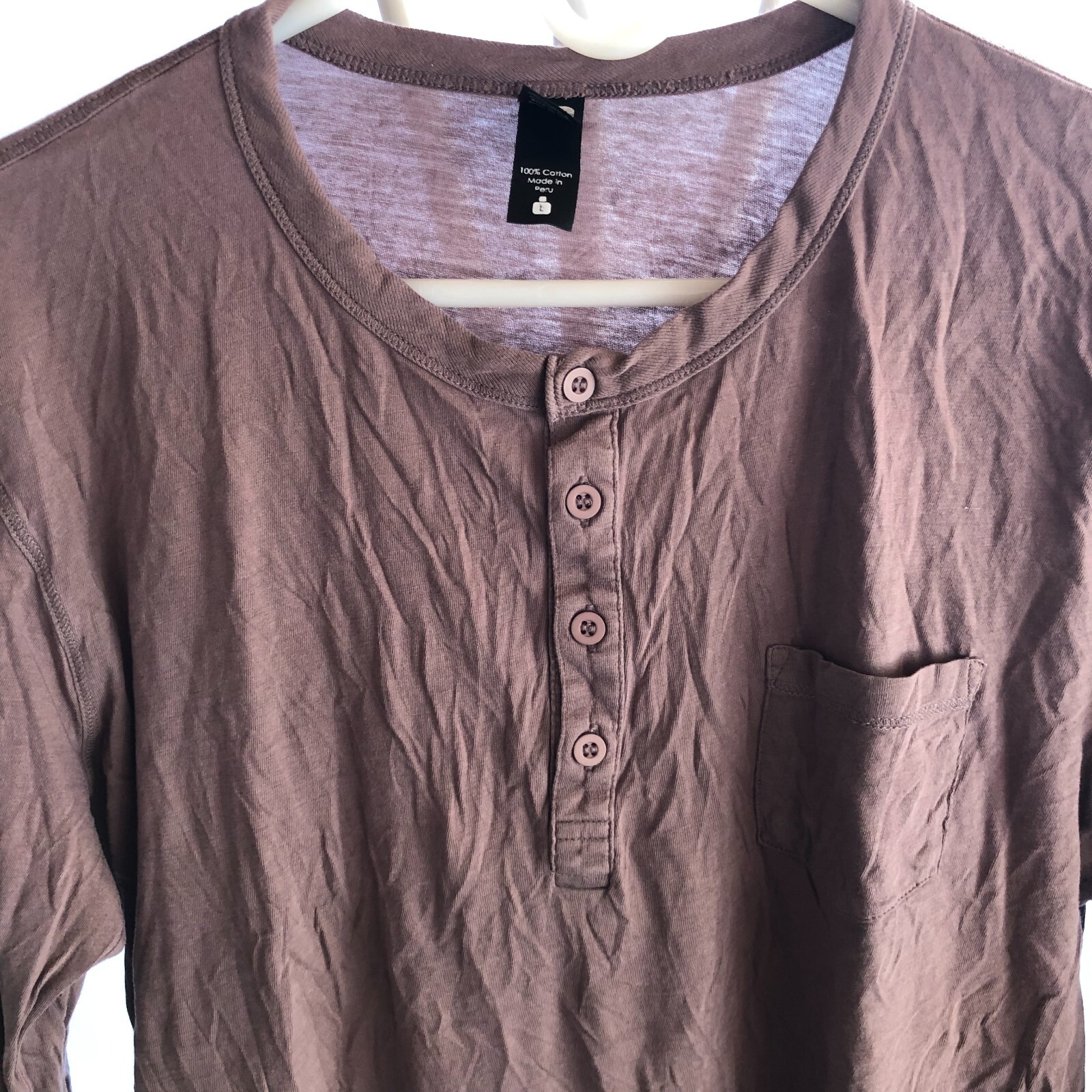 ALTERNATIVE APPAREL VINTAGE SOFT 100% COTTON HENLEY T-SHIRT LAVENDER SIZE L NWOT gallery