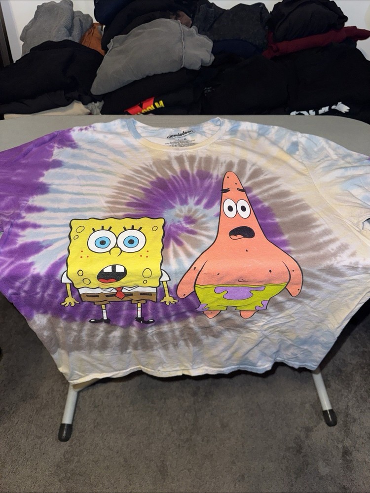 Nickelodeon SpongeBob & Patrick Tie-Dye Graphic Crew Neck T-Shirt L