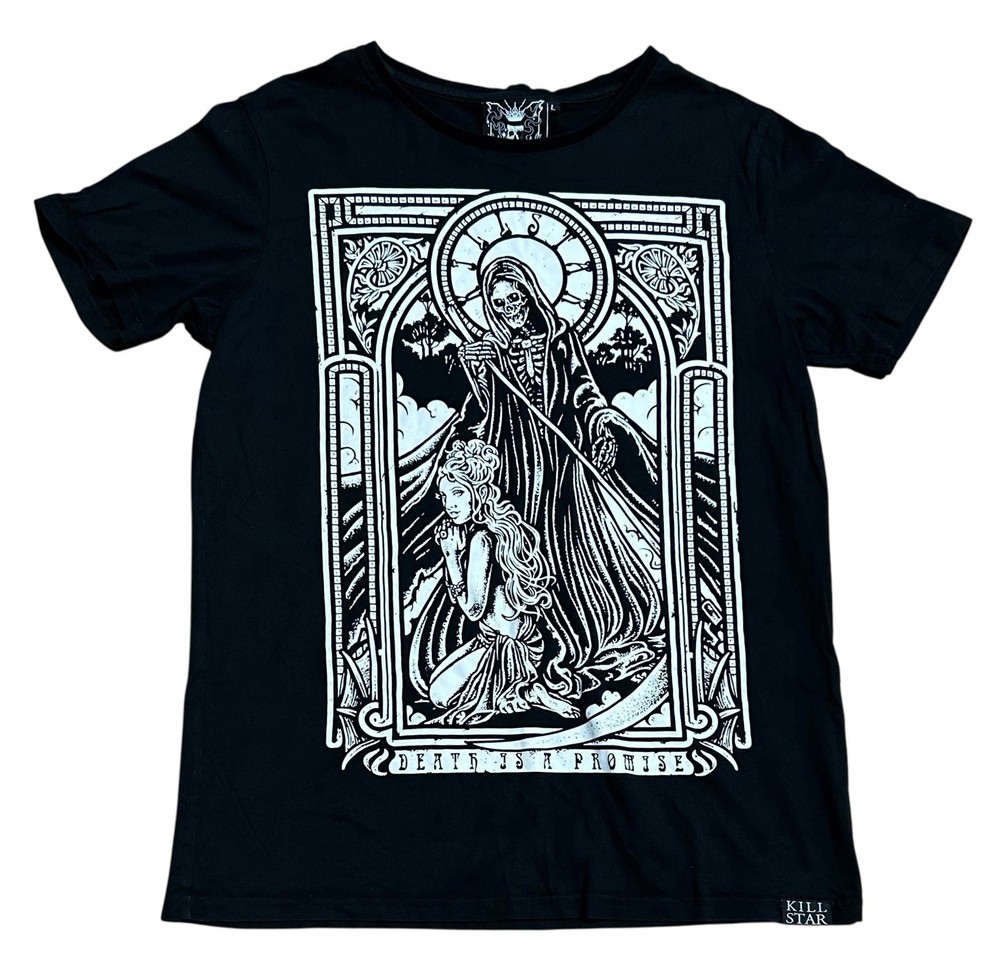 Killstar Grim Reaper Tarot Card Black Short Sleeve Shirt Unisex Adult Large