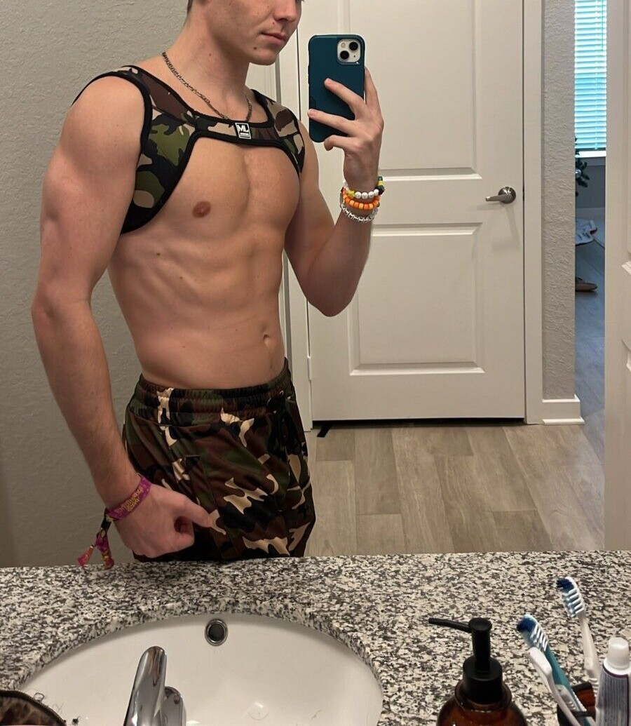 JOCKMAIL Men's Harness Elastic Shoulder Strap Neoprene Harness Crop Top Muscle gallery