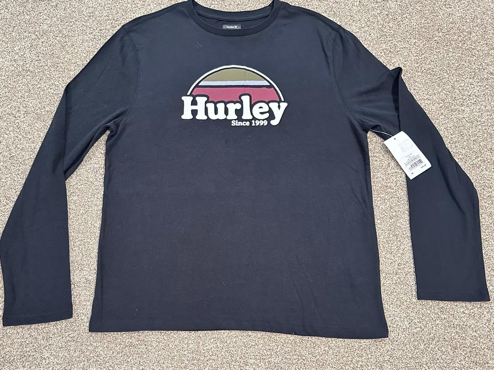 874 NWT Hurley Men's M Black Rise & Jam CVC Jersey Graphic Long Sleeve T-Shirt gallery