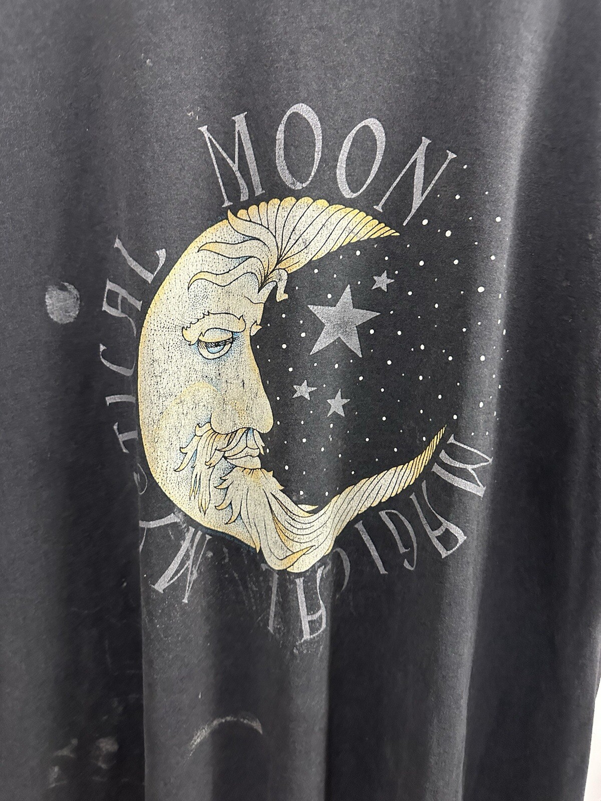VTG 90s Magical Mystical Moon Fairy Faded Black Single Stitch T-Shirt RARE XXXL gallery