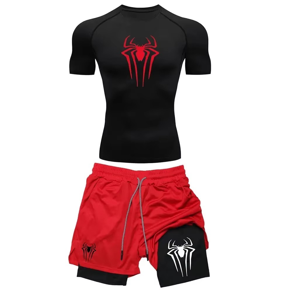 Mens Compression Set Gym Shirt Running Shorts Quick Dry Sportswear gallery