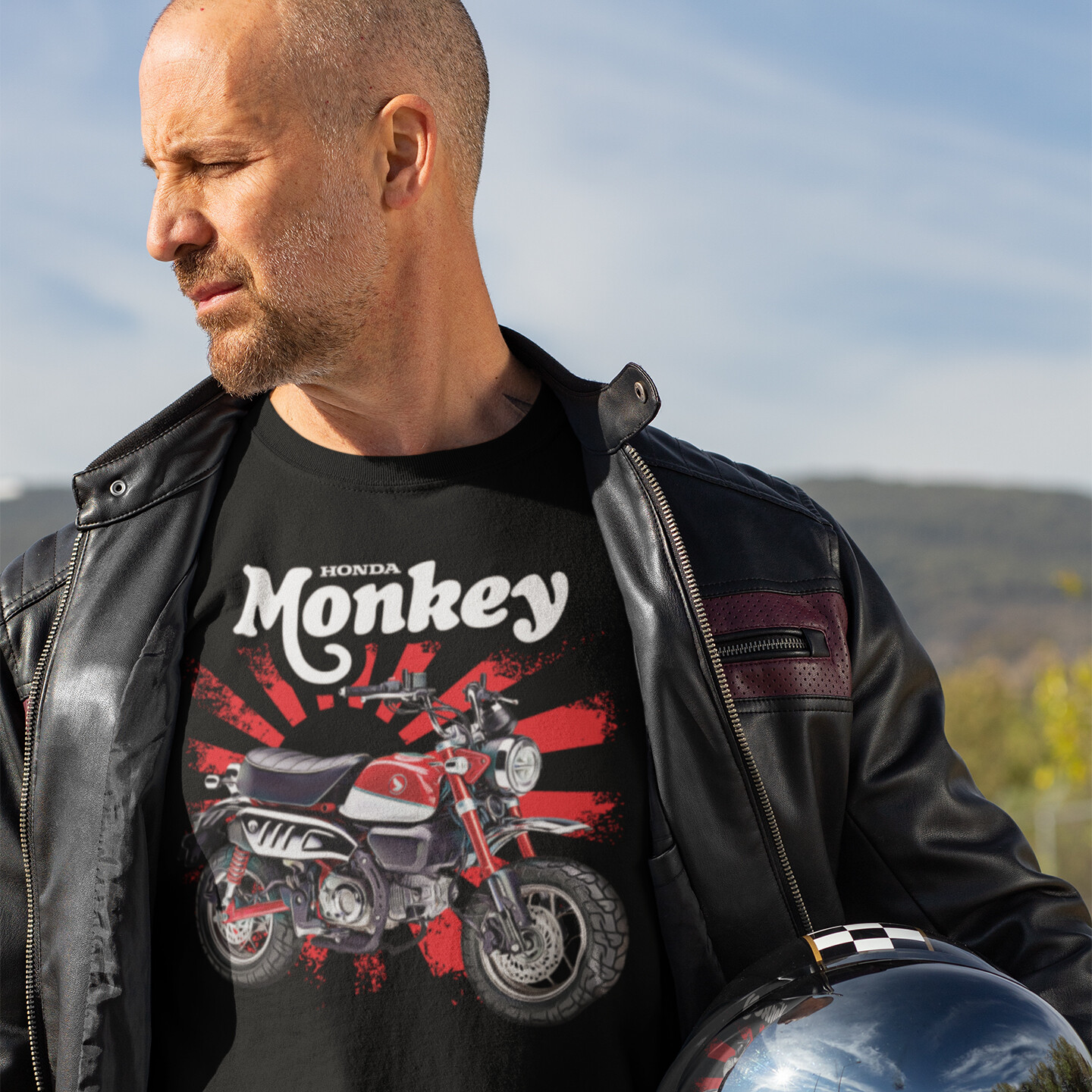 Monkey Bike (red) Rising Sun UNISEX Short Sleeve T-Shirt gallery