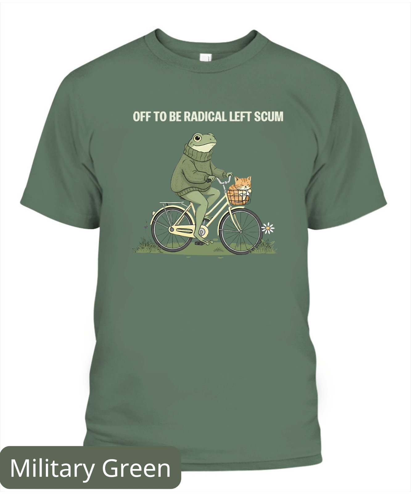 Off To Be Radical Left Scum tshirt, Frog and Cat In Bicycle Resistance shirt, An gallery
