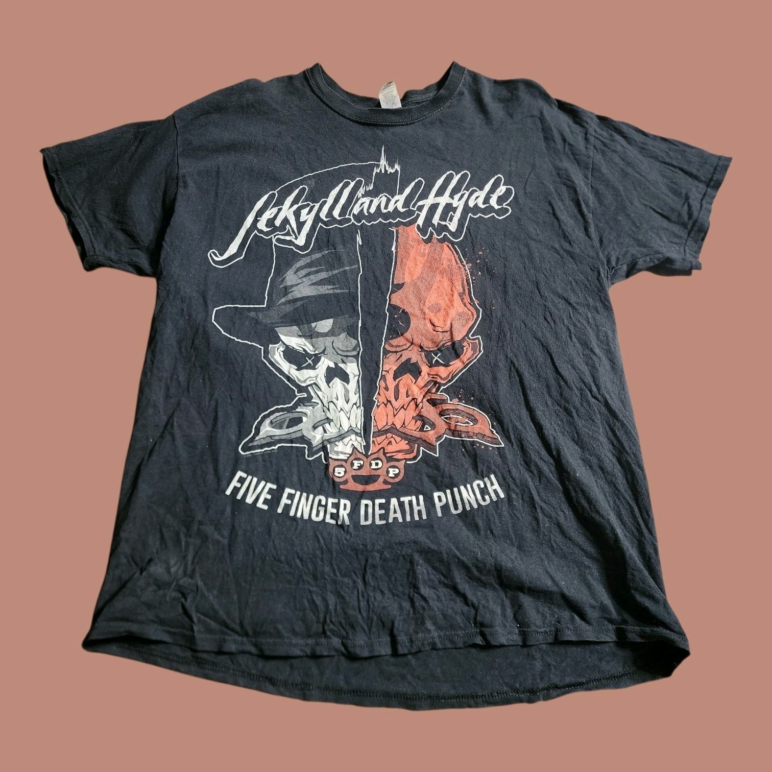 Mens XL Five Finger Death Punch FFDP Jekyll and Hyde T Shirt Distressed