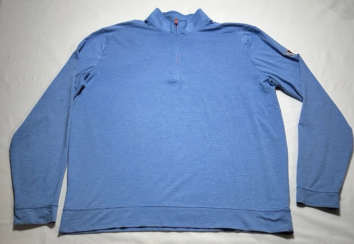 Johnnie-O 1/4 Zip Pullover Shirt Striped Men’s Large Golf ECC LOGO FLAW