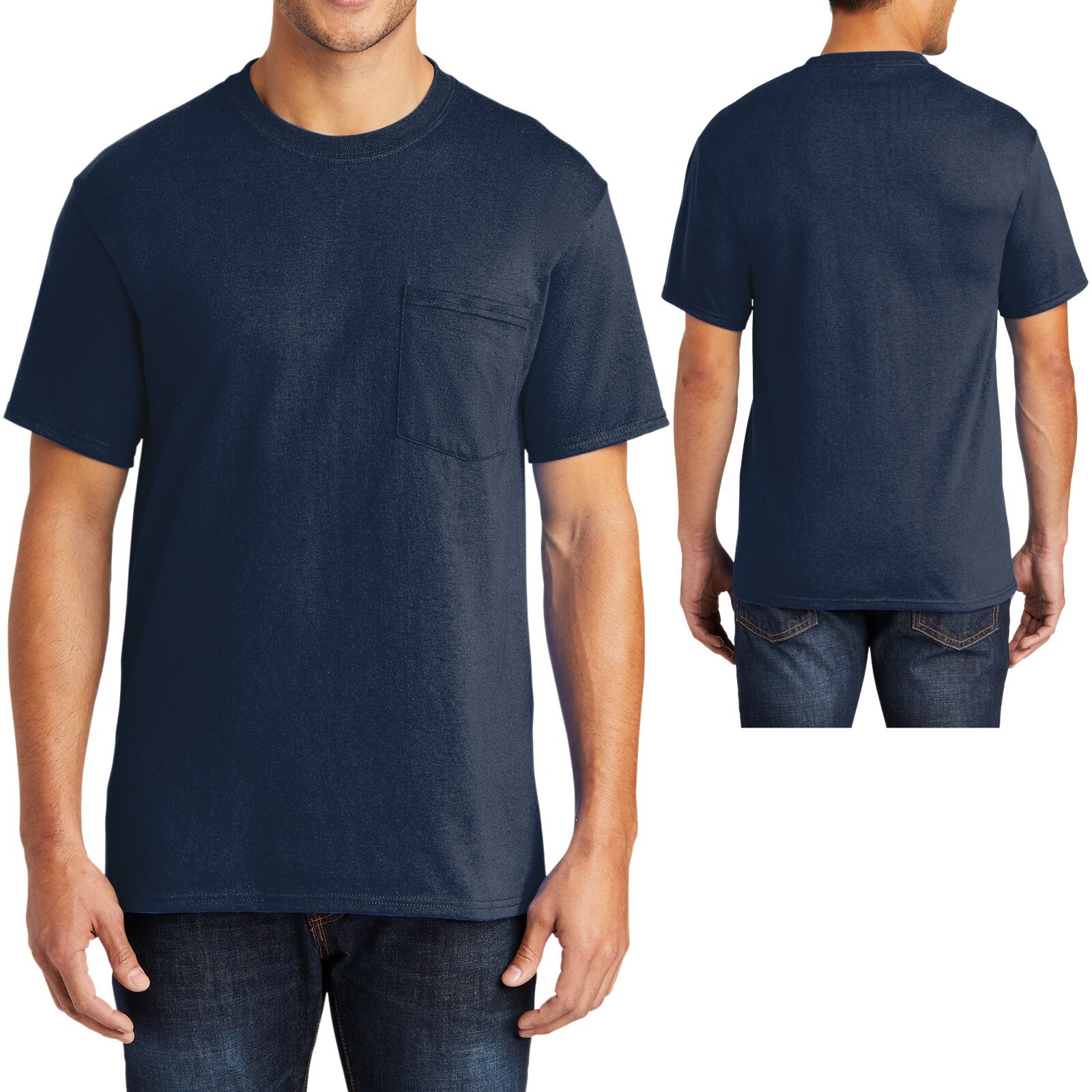 Mens T-Shirt with Pocket 50/50 Cotton/Poly Tee Size S, M, L, XL NEW gallery