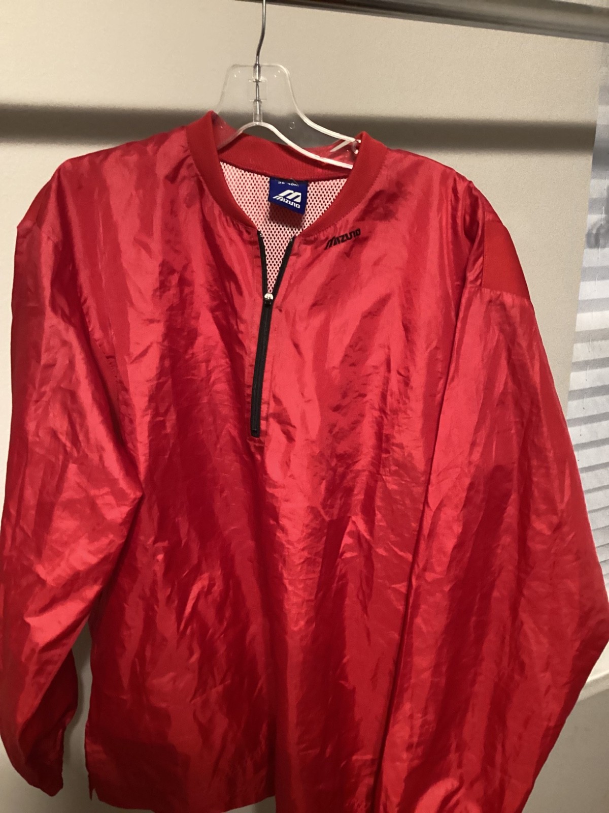 90s Med Mizuno baseball softball 1/4 zip POLY pullover BP warmup shirt jacket gallery