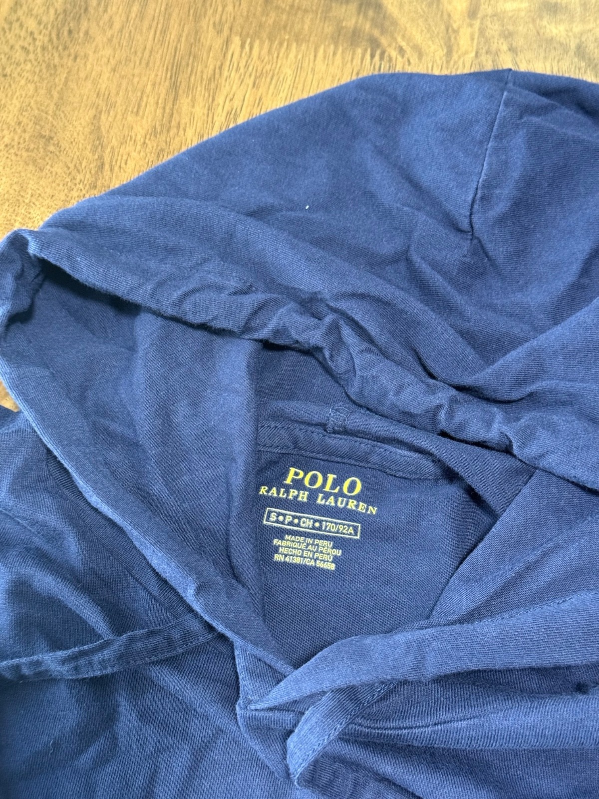 EUC Polo ralph lauren long sleeve hooded tshirt blue cotton size S gallery