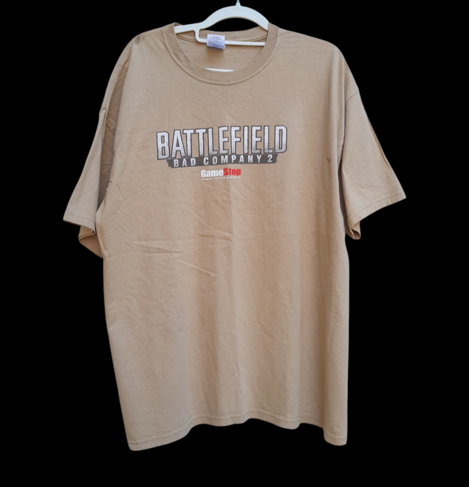 Battlefield Bad Company 2 GameStop Promo Shirt XL Tan Graphic Helicopter Y2k gallery