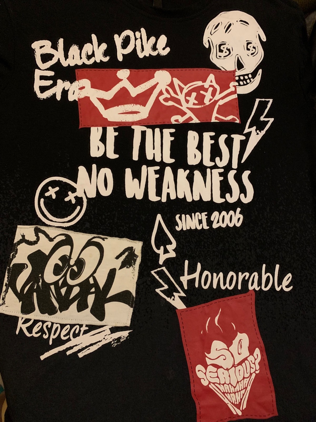 Black Pike men's all seasons T shirt graphic printed black red white M cott blen gallery